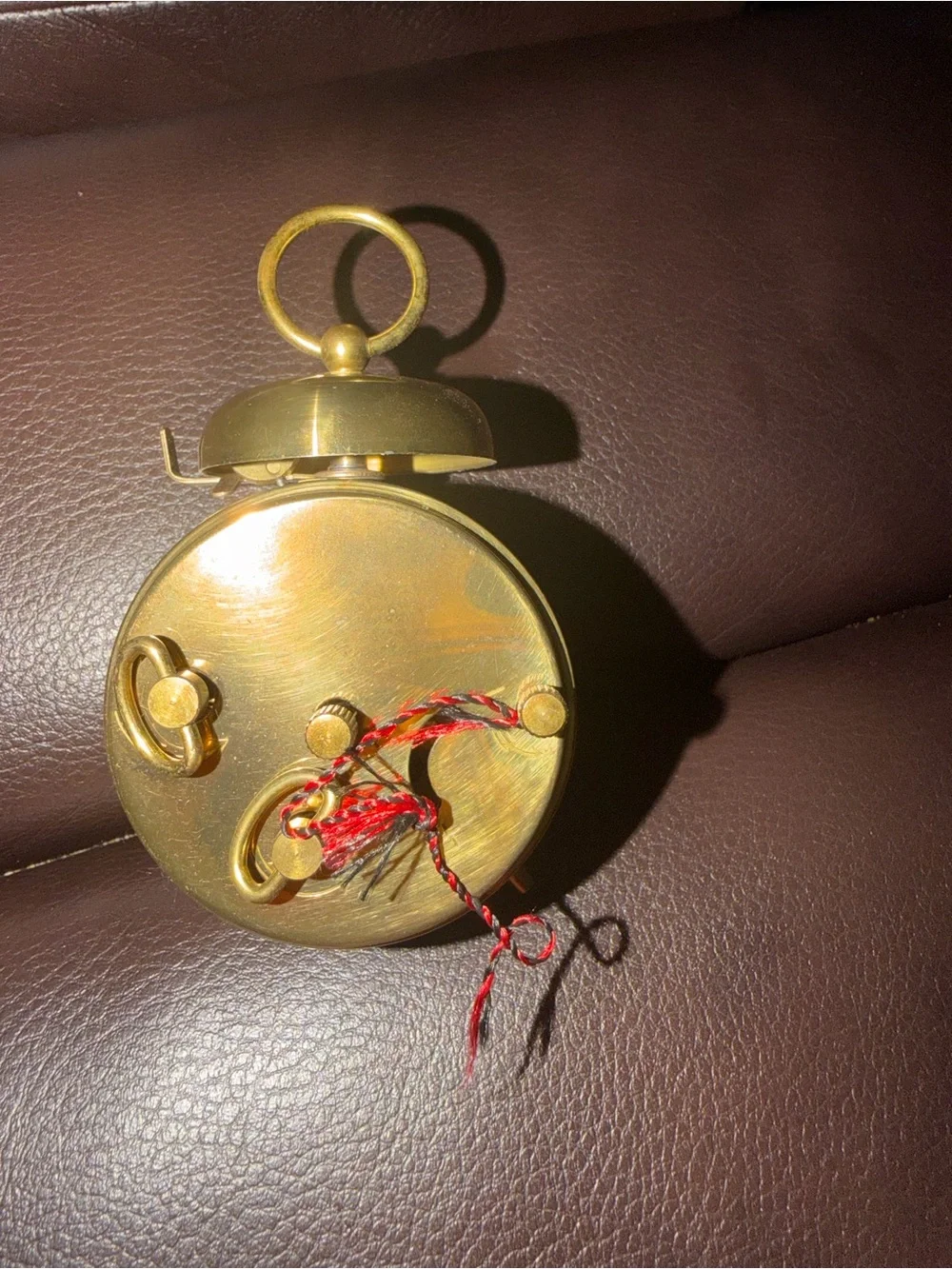 Vintage Jerger West Germany Miniature Mechanical Brass Alarm Clock 1950s 1960s